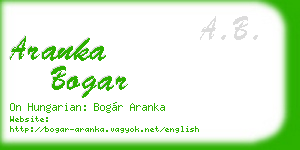 aranka bogar business card